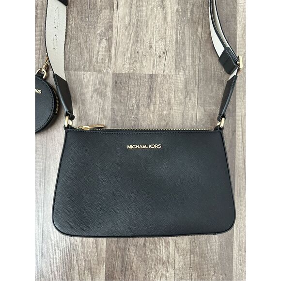 Michael Kors Jet Set Saffiano Leather Tech Crossbody Bag Black OS $448 - Picture 4 of 9